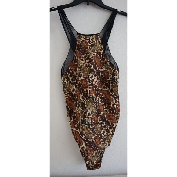 Intimately Free People OB1557014 Women's Sz S Brown Night Out Snakeskin Bodysuit - Picture 1 of 11